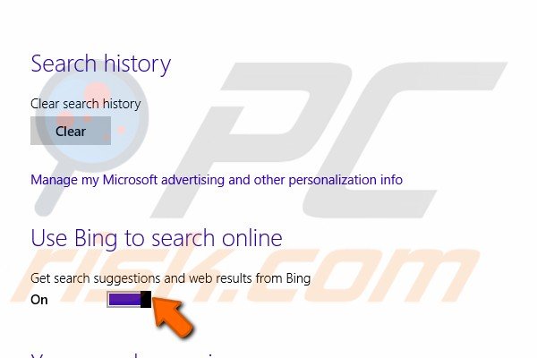 Disable Bing from search bar step 4
