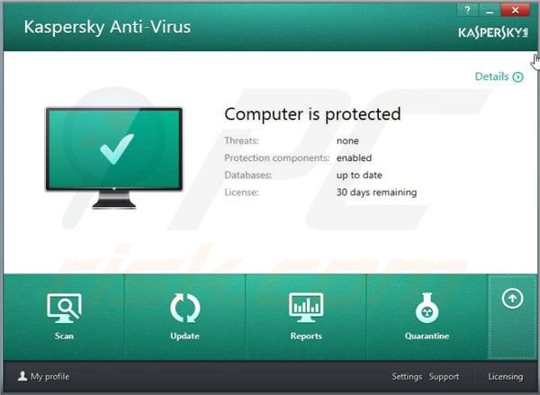 Kaspersky Antivirus 2014 main window