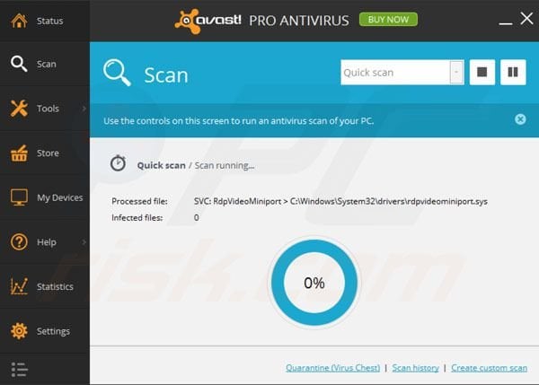 avast! Pro Antivirus 2014 quick scan