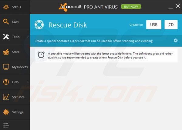avast! Pro Antivirus 2014 rescue disk