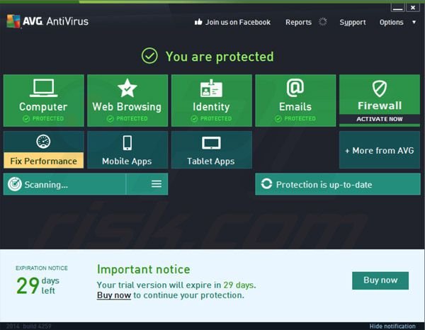 AVG Antivirus 2014 main window