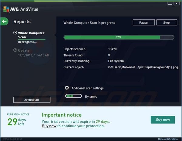 AVG Antivirus  2014 first time optimization scan