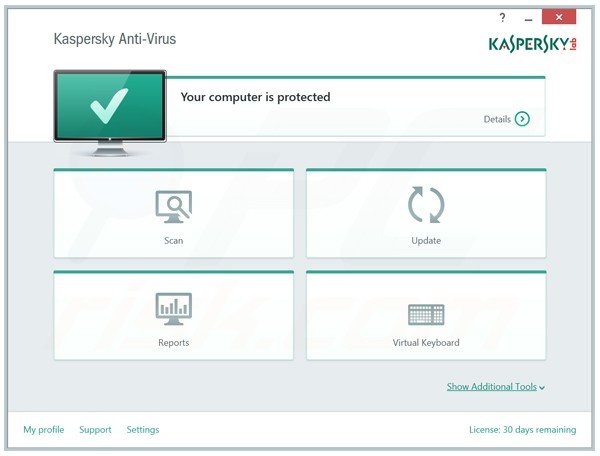 kaspersky antivirus 2015 main window