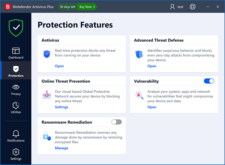 Bitdefender Antivirus Plus protection features