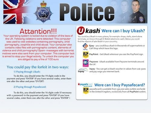 bedfordshire police your operating system is locked ransomware