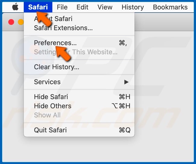 Open the Safari menu and click Preferences