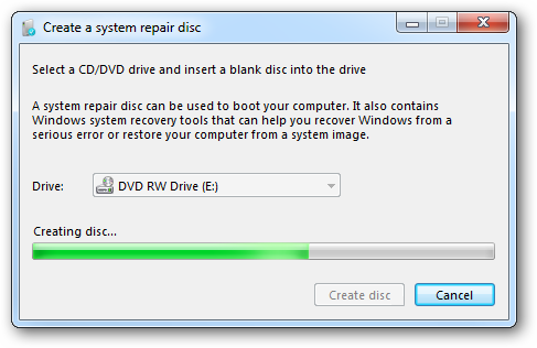 create a system repair disk