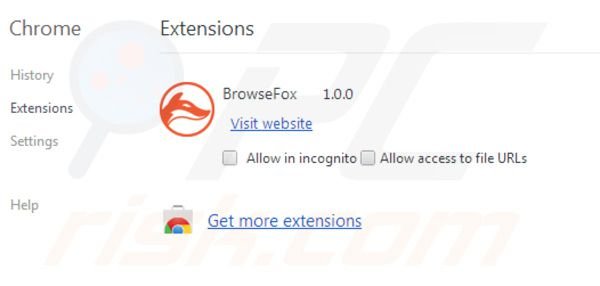 Browsefox removal from Google Chrome