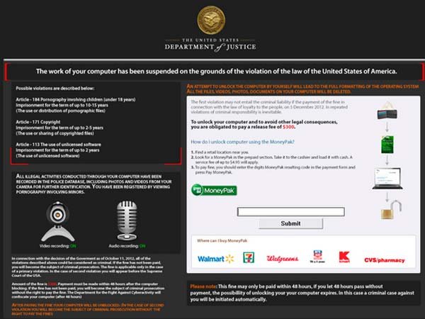 Department of Justice - The work of your computer has been suspended