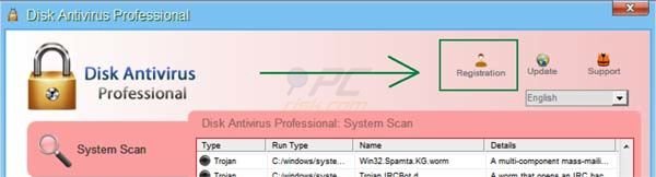 Disk Antivirus Professional removal using a retreived registry key