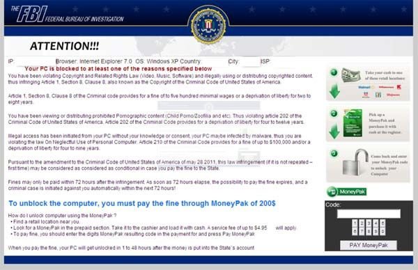 The Federal Bureau of Investigation fake message