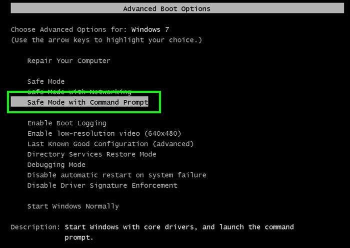 Safe Mode with Command prompt