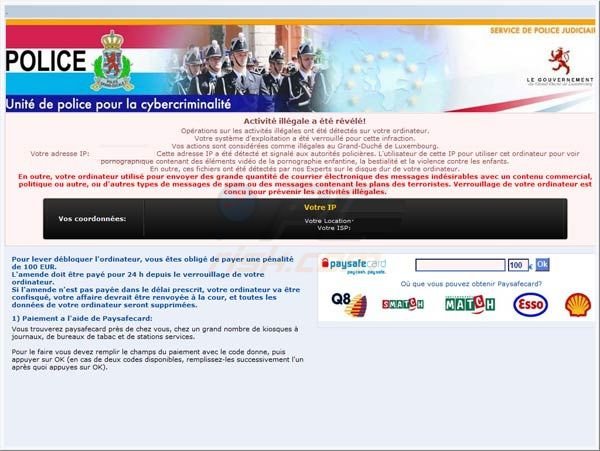 Service de Police Judiciaire paysafecard virus