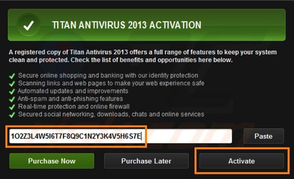 Titan Antivirus 2013 registration step 3