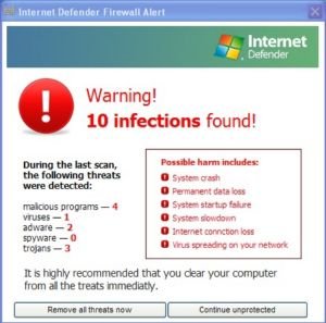 internet defender fake firewall alert