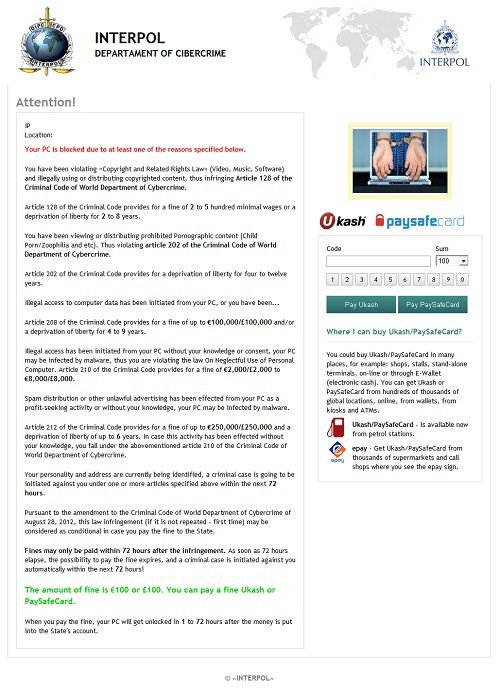 interpol departament of cibercrime ransomware screenshot