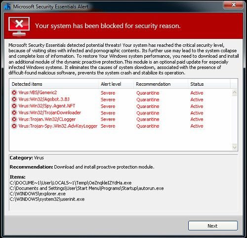 MSE your computer has been blocked for security reason