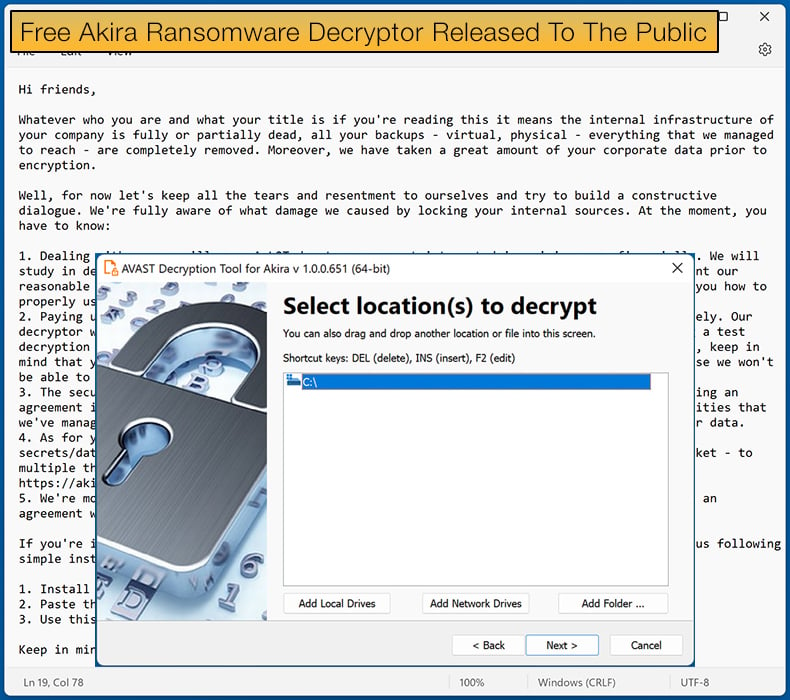 Free Akira Ransomware Decryptor Released to the Public