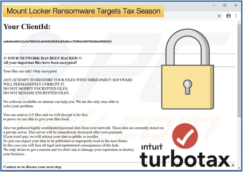 mount locker ransomware target turbotax users