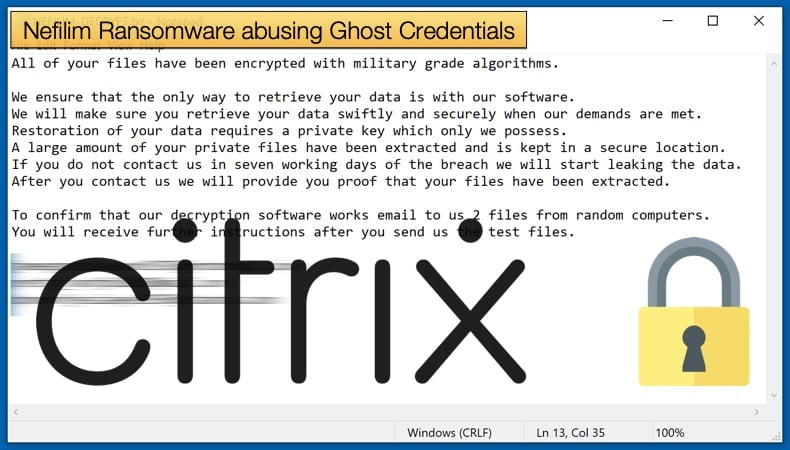 nefilim ransomware exploiting ghost credentials