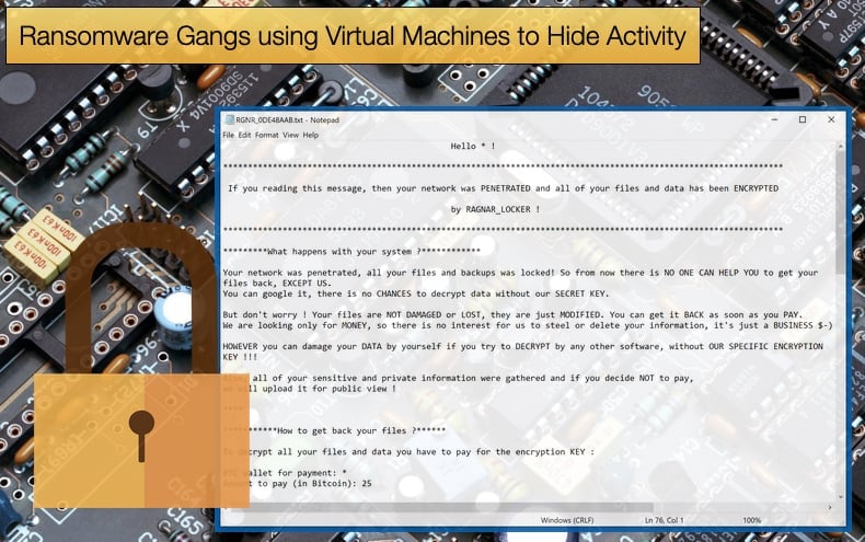 ransomware hiding activity using vm