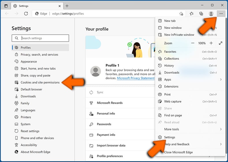 Disable web browser notifications in Microsoft Edge (step 1)