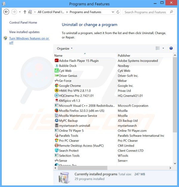 Qfind.net browser hijacker uninstall via Control Panel