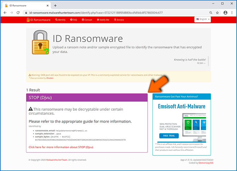 Identify ransomware-type infection (step 4)