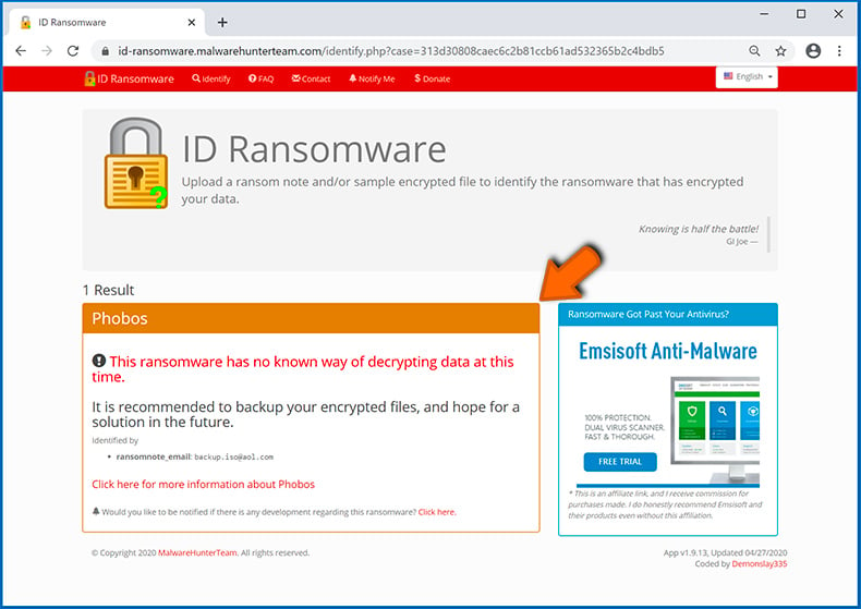 Identify ransomware-type infection (step 5)