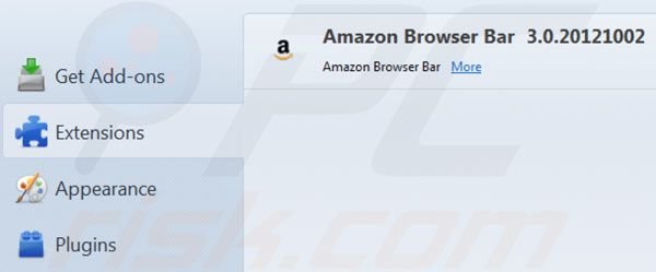 Removing Amazon smart search toolbar from Mozilla Firefox extensions