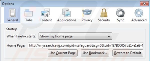 AVG Search removal from Mozilla Firefox homepage
