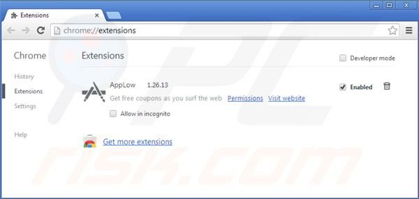 Removing Greatsaver from Google Chrome extensions step 2
