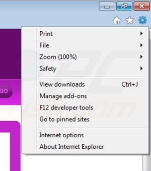 Removing Greatsaver from Internet Explorer extensions step 1