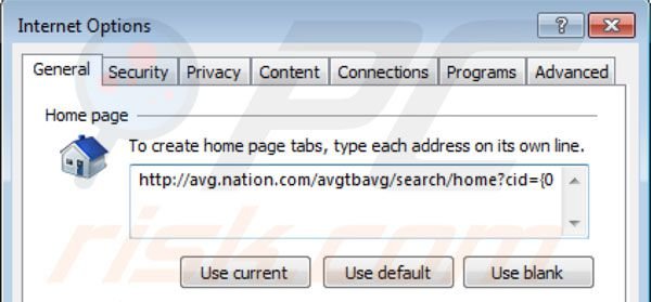 Nation search homepage in Internet Explorer