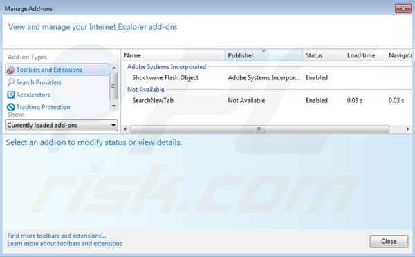 websearch.searchbomb.info removal from Internet Explorer extensions