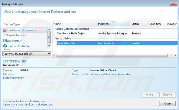 websearch.searchguru.info plugin removal from Internet Explorer extensions