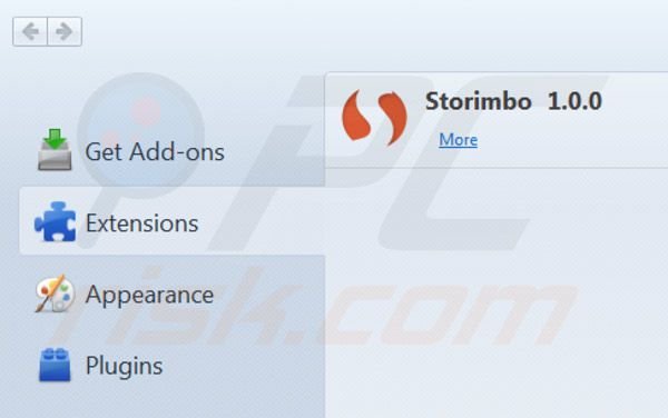 Removing Storimbo ads from Mozilla Firefox step 2