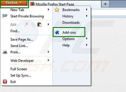 Swiftbrowse removal from Mozilla Firefox step 1