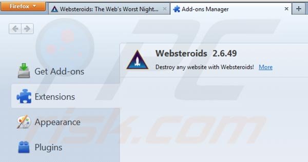 Removing Websteroids from Mozilla Firefox step 2