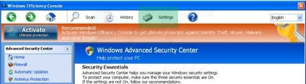Windows Efficiency Console settings