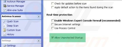 Windows Premium Shield enabling unprotected Startup step 1