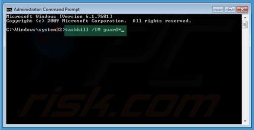 Windows Warding Module removal using command prompt step 2