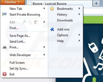 Removing Boxore ads from Mozilla Firefox step 1