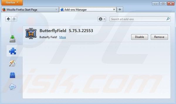 Removing ButterflyField from Mozilla Firefox step 2