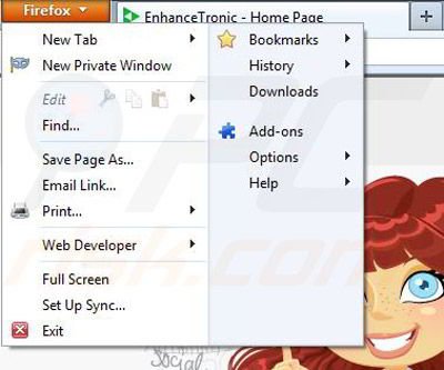 Removing Enhancetronic from Mozilla Firefox step 1