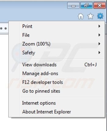 Removing gophoto.it from Internet Explorer step 1
