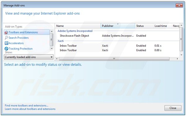 Removing inbox toolbar from Internet Explorer extensions