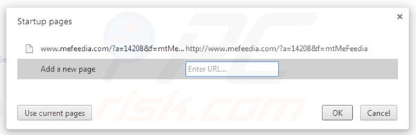 removing mefeedia from Google Chrome homepage