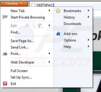 Removing okitspace from Mozilla Firefox step 1