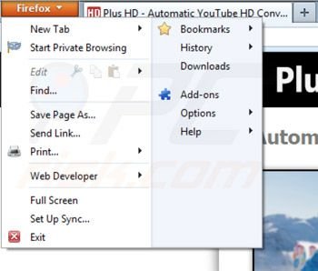 Removing plus-hd ads from Mozilla Firefox step 1